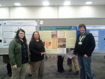Caption. (Left to Right) Mesalands Students Sanda Garrett, Nikki Vazquez and Stephen Smith presented their research at the Fall 2014 Colloquium in North Carolina. 