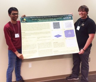 Mesalands Community College students Yash Shah (Left) and Stephen Smith, presented their research on the “Effect of Pore Size on a Reciprocal Space Order Parameter for Ideal Porous Arrays” during a poster session at the annual math meeting in El Paso, TX.
