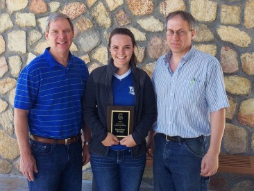 (Middle) Madeline Wiegel was the recipient of the 2015 Vicky Froehlich Memorial Scholarship. Wiegel was presented with her award at the 26th annual meeting of New Mexico Mathematical Association for Two-Year Colleges (NMMATYC). ). (Left) her father C.J. Wiegel and her former instructor Dr. Philip Kaatz, Mathematics/Physical Science Faculty at Mesalands also attended the event.