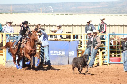 Caption (left) Arianna Assini from Oracle, AZ competing in the breakaway event at the 8th Annual Mesalands Community College Intercollegiate Fall Rodeo last weekend. Assini took fifth place in the average in this event. She competed in a total of three events in the championship round.