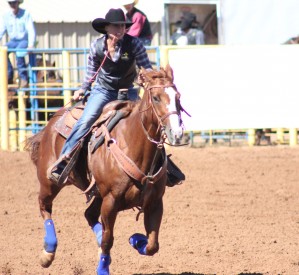 Caption (left) Arianna Assini from Oracle, AZ competing in the goat tying event at the 8th Annual Mesalands Community College Intercollegiate Fall Rodeo. Assini qualified for the championship round in three events. The Women’s Team brought home the reserve championship title. 