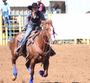 Caption (left) Arianna Assini from Oracle, AZ competing in the goat tying event at the 8th Annual Mesalands Community College Intercollegiate Fall Rodeo. Assini qualified for the championship round in three events. The Women’s Team brought home the reserve championship title.
