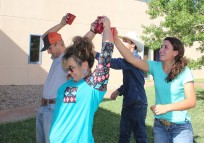 Students trying out some new games at Welcome Back.